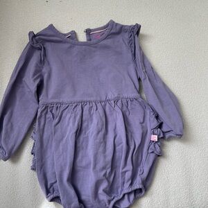 Purple Ruffle Long Sleeve Baby Romper
